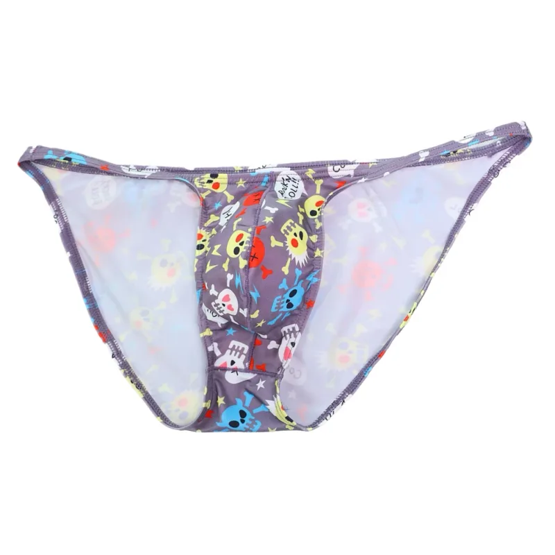 Men\'s Low Rise Underwear Briefs with Big Bulge Pouch and Skull Print Design Comfortable Stretch Fabric for Daily Wear