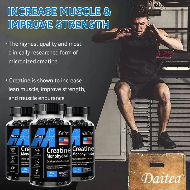 Creatine Monohydrate 3 000 Mg - Improves Energy and Endurance Increases Muscle Mass and Athletic Performance 120 Capsules — image 7