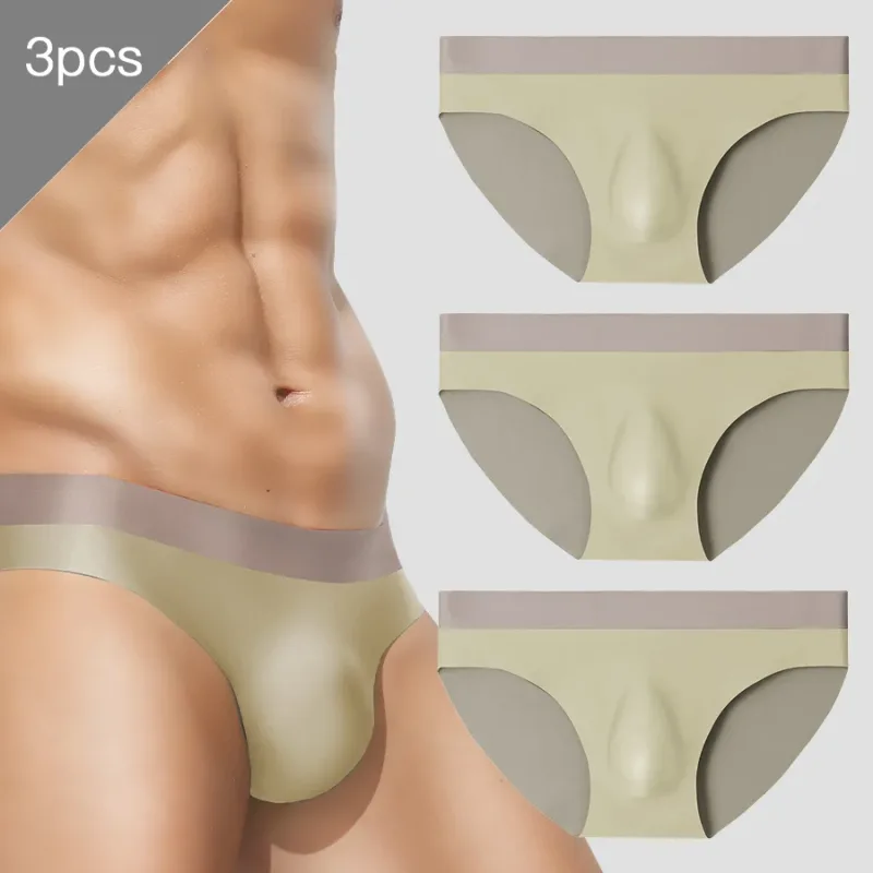 Men's ice silk seamless underwear 3D punching triangle shorts summer thin underpants boys sports shorts
