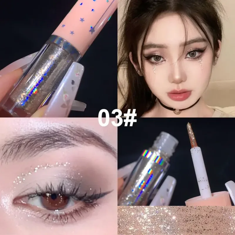 נצנצים כחולים נוזלי Eyeshdaow גליטר ג'ל מבריק מתכתי אייליינר עט יהלום שימר עמיד למים עיניים כלי איפור מסיבת יופי