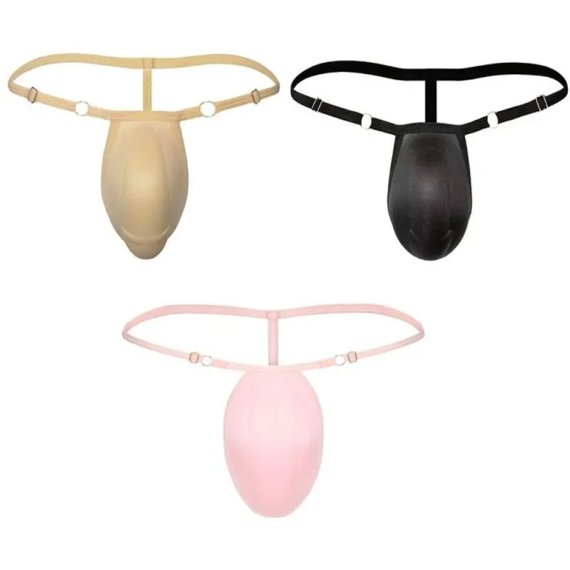 T-back Push Up Sponge Cup Pad Thongs Adjustable 3D Front Padded Briefs Seamless Low-waist Men Shapewear Men Panties Accessories