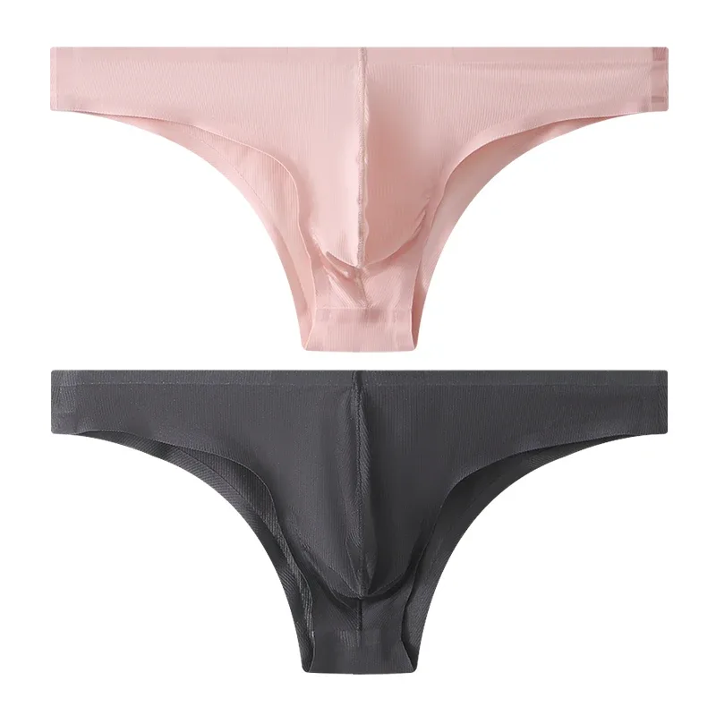 Half Hip Small Triangle Men's Underwear Low Waist Sexy Young Men Ice Silk Seamless Briefs Summer Lightweight Breathable Panties