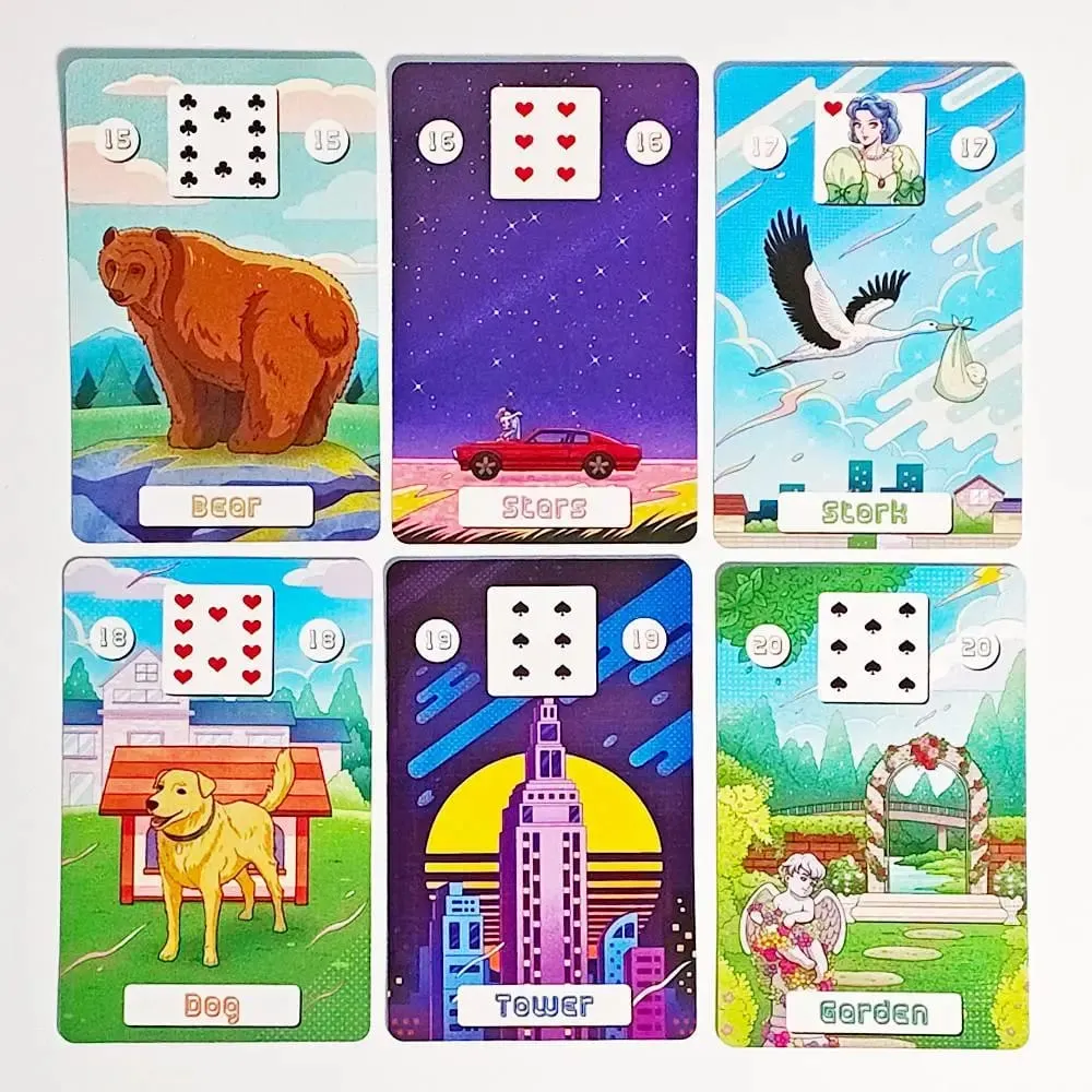 חזרה לשנות ה-80 חפיסת Lenormand 9*6 ס"מ מודפסת על 350GSM Cardstock בלט כפול 36 יחידות כרטיסי Lenormand + 2 כרטיסים מיוחדים