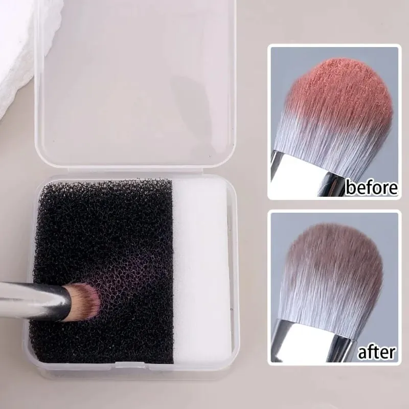 Portable Makeup Brush Cleaner Sponge Easy-use Dry Eye Shadow Wash Mga Tool sa Pagpapaganda Brushes Panlinis Kahon Sponge Puff Cleaner Babae