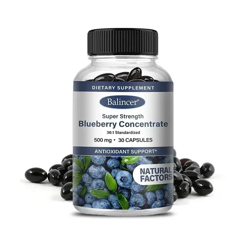 Blåbärskapslar - 500 mg bra för hjärnan Hjärtats hälsa Ögonvård Antioxidant främjar slät hud - 120 kapslar