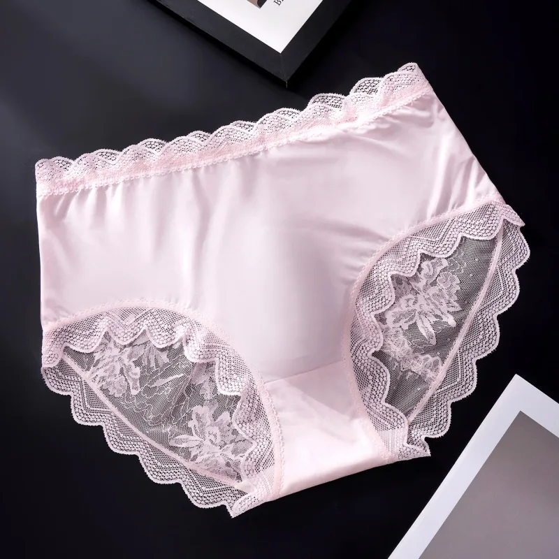 Men Sexy Luxury Ice Silk Briefs Scalloped Floral Lace Splicing 3D Contour Pouch Ultra Thin High Elastic Nightwear Underwear