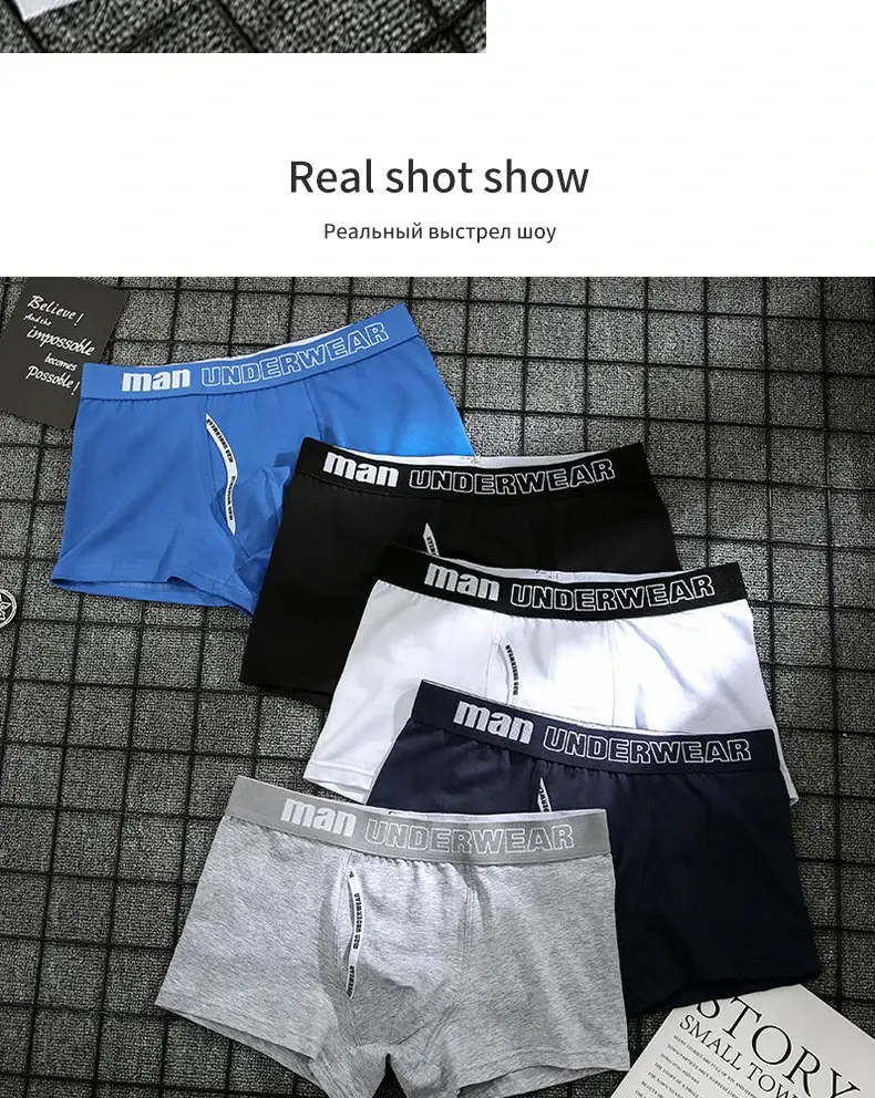 2024 new 6pcs/Lot Cotton Mens Underpants Soft Boxer Men Breathable Solid Underwear Flexible Boxershorts Cuecas Vetement Homme