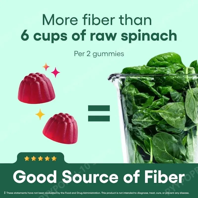 Fiber Gummies Digestive Health Regularity Γεύση Βατόμουρο Λεμόνι Χωρίς Προσθήκη Ζάχαρης Vegan Ρίζα Κιχωρίου Prebiotic 60CT Ενήλικες