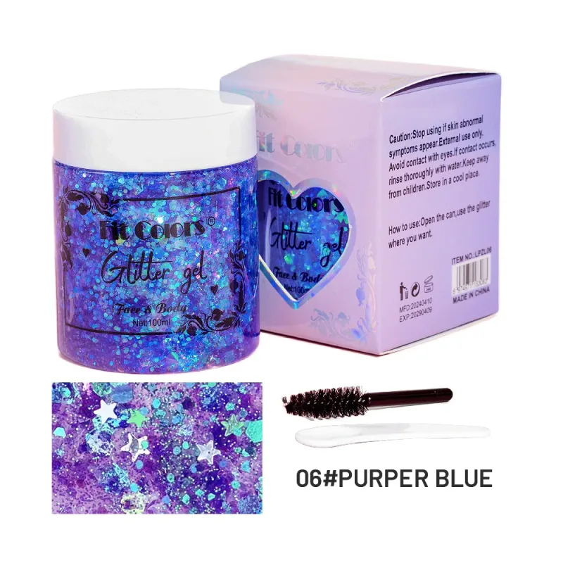100ml Glitter Gel Eye Shadow Liquid Face Body Large Sequin Gel Πολυλειτουργικό Πολύχρωμο Loose Sequins Cream Party Διακόσμηση