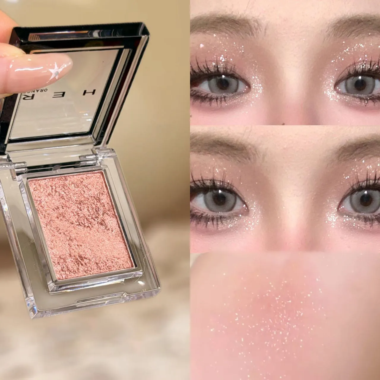Μονόχρωμη μπλε μεταλλική σκιά ματιών Diamond Glitter Green Eye Shadow Highlighter Palette Sparkling Pearlescent Purple Eyes Makeup