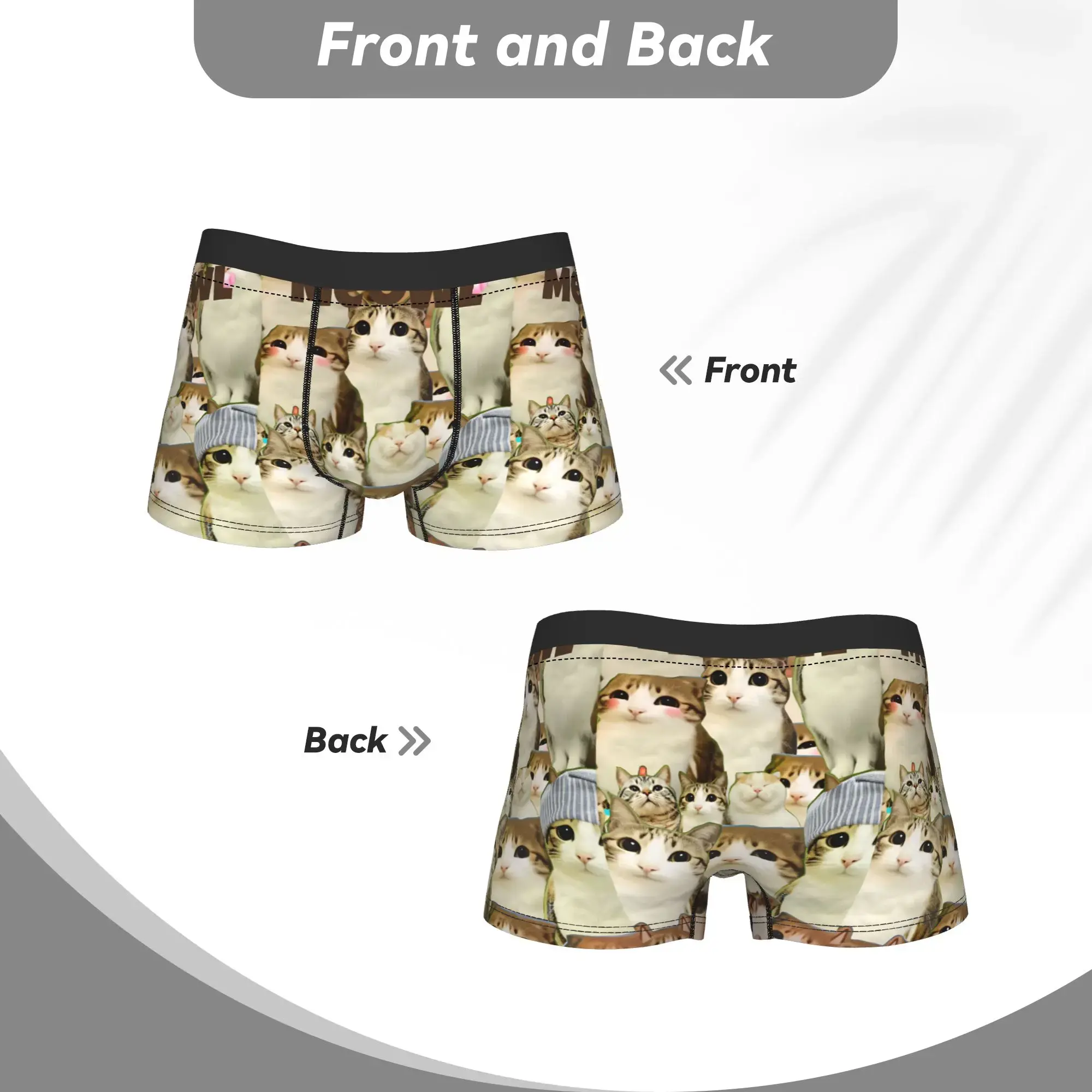 Meowl Cat Owl Cute Pet Stickers Underwear Comfortable Panties Customs Boxer Brief For Males 3D Pouch Oversize Trunk