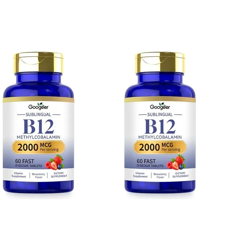 Googeer B12 Methylcobalamin Υπογλώσσια Ταμπλέτες Γρήγορης Διάλυσης με Άρωμα Φράουλα για Καθημερινή Υποστήριξη Άνεσης Σώματος 60 ταμπλέτες