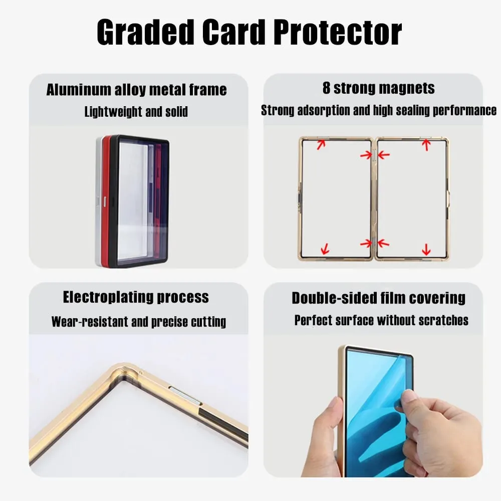 Casing Logam Tempat Pelindung Kartu Perdagangan Aloi Aluminium Warna Gradien Multiwarna untuk Kartu Bertingkat 35PT PSA CGC