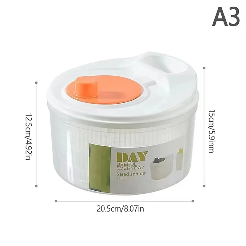 Vegetable Spinner Salad Dryer - Manual Lettuce Centrifuge for Kitchen Fruit & Veggie Washing Basket with Drain Function