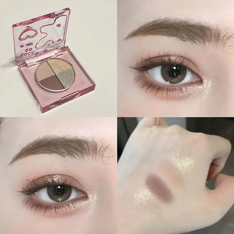 Τετράχρωμη Diamond Glitter Eyeshadow Palette Mini Pink Orange Matte Shimmer Eye Shadow Eye Pigments Highlighter Makeup Cosmetics