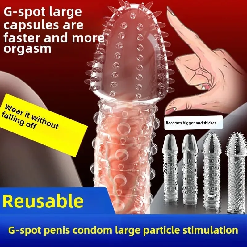 4 Types Crystal Condom Penis Enlargement Sleeve Retarded Ejaculation Adult Sm Games Sex Toys for Men Couples