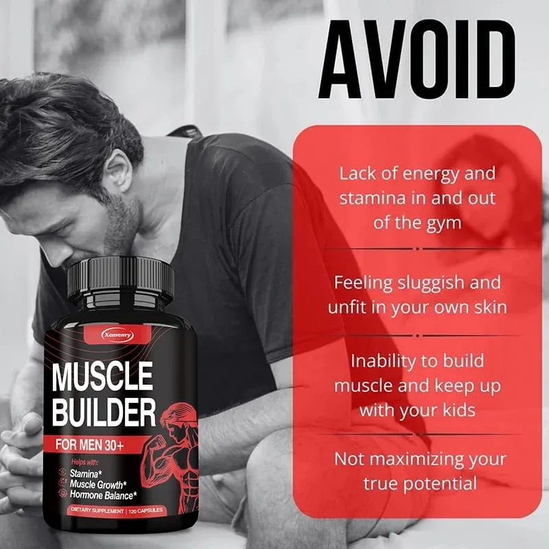 Muscle Builder férfiaknak 30 év felett – fokozza az izomerőt és az állóképességet, támogatja a hormonegyensúlyt