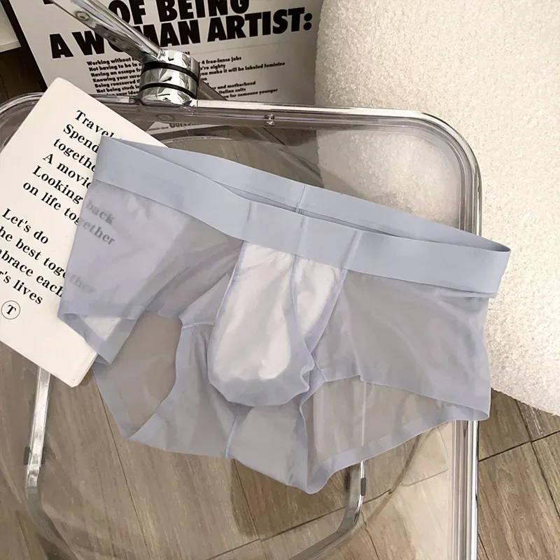 Transparante Slips Heren Ultradunne Ijs Zijde Sneldrogend Slipje Sexy U Ardennen Pouch Man Ondergoed Ademende onderbroek Cuecas