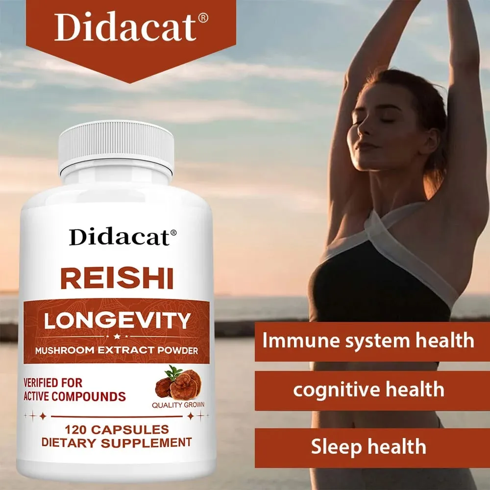 Reishi Extract Mushroom Supplements - Helps Boost The Immune System Supports Heart Health and Improved Sleep and Relaxation