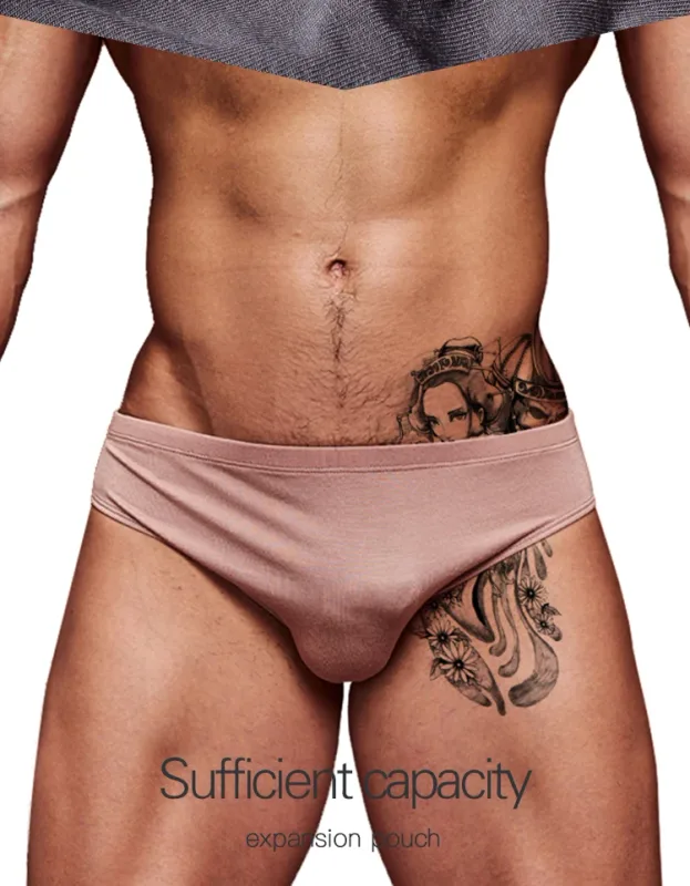 Men's Modal Ultra Thin Bare Feel Briefs, Low Rise High Elastic Breathable 3D Convex Pouch Underwear