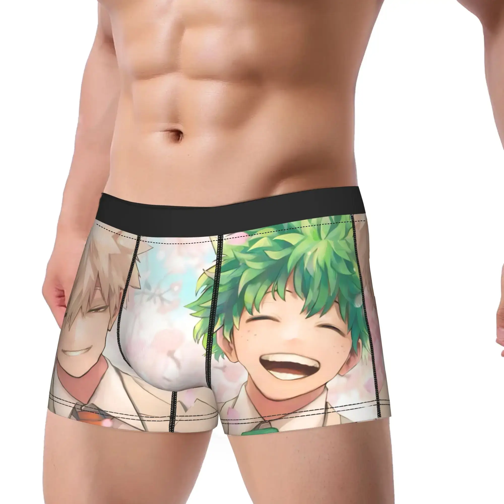 Men My Hero Academia Anime Long Underwear Deku Bakugo Fashion Boxer Briefs Shorts Panties Male Soft Underpants Plus Size