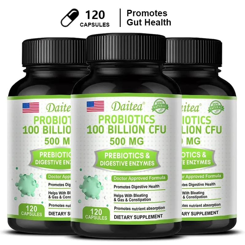 Probiotics 100 Billion CFU na may Prebiotics at Digestive Enzymes Gut Health Digestion Bloating Relief at Immune Support