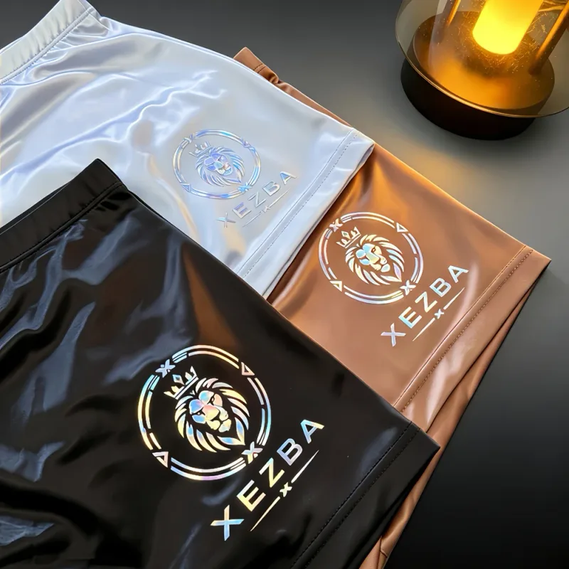 Men Glossy Ice Silk Boxer Shorts Briefs U-shape Pouch Underwear Home Sleep Trunk Men's Glossy Satin Ice Silk Long Leg Boxer