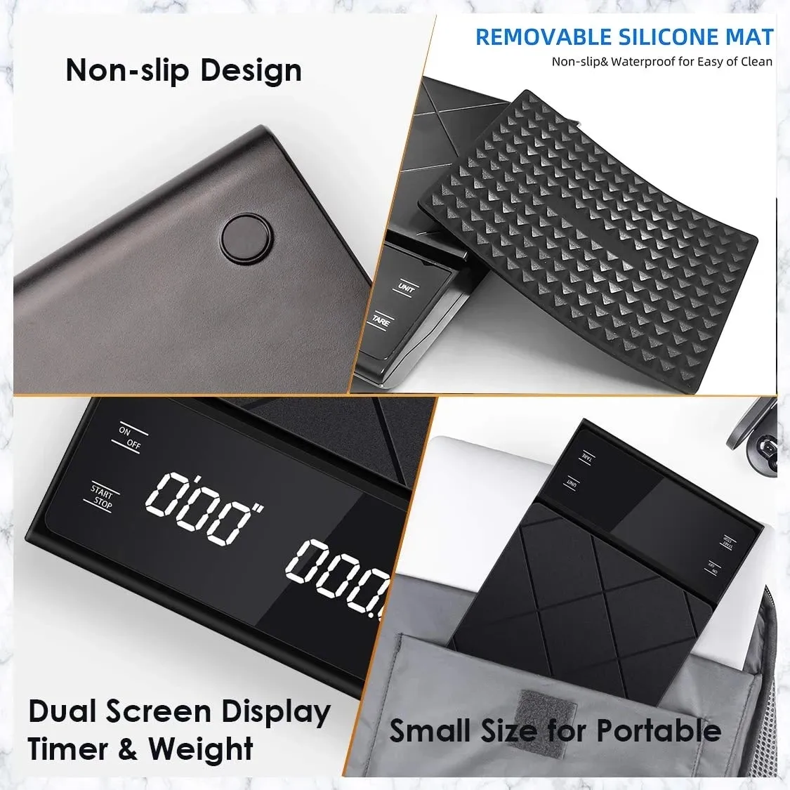3kg/0.1g Precision Kitchen Scale with Timer-Digital Food Scale for Baking Cooking&Coffee Brewing (LCD Display Home Chef Tool)