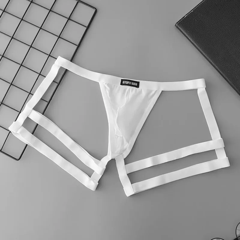 Mens breathable elastic thong briefs suspender low rise with U convex pouch design suitable for spring summer autumn winter