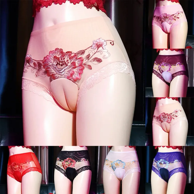 Fashion Hot Stylish Briefs Underwears White Black Crossdress Hiding Gaff Panties Men Polyester Purple Royal Blue