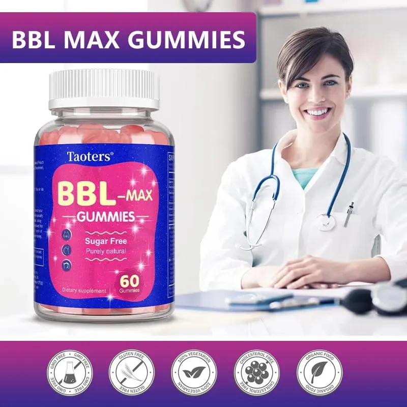 Gummies sa Pagpapalaki ng Pwetan para sa Babae - BBL- MAX Gummies - na may Multivitamins at Herbal Extracts
