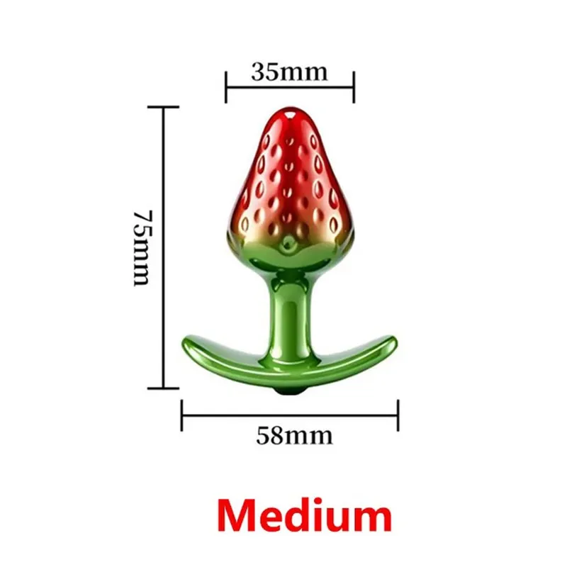 Strawberry Metal Anal Beads Butt Plug Set Small Medium Large Wearable Anal Plug Κοσμήματα Πρωκτικό Παιχνίδι σεξ για Άνδρα Γυναίκα