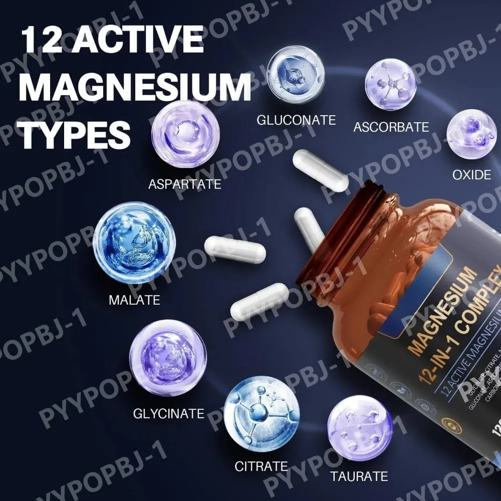 Συμπλήρωμα μαγνησίου 700 mg Complex 12 σε 1 μαγνήσιο με γλυκινικό κιτρικό μηλικό οξείδιο ταυρικό ασπαρτικό οροτικό μαγνήσιο