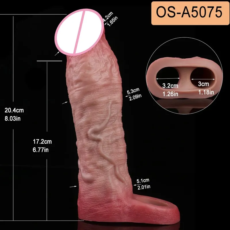 Close Head Realistic Penis Sleeve Sex Toys for Men Delay Ejaculation Dick Extender For Couples Sex Pleasure Sexshop