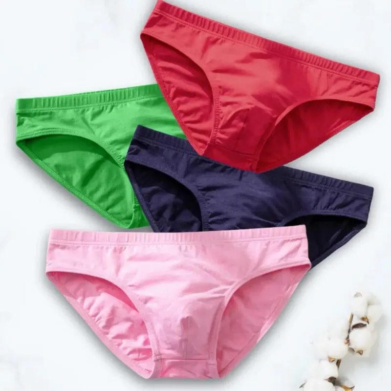 Cotton Briefs Adult Man Briefs Stretchy Breathable Solid Color Male Underwear Low Waist Cotton Underpants Plus Size Men Cotto
