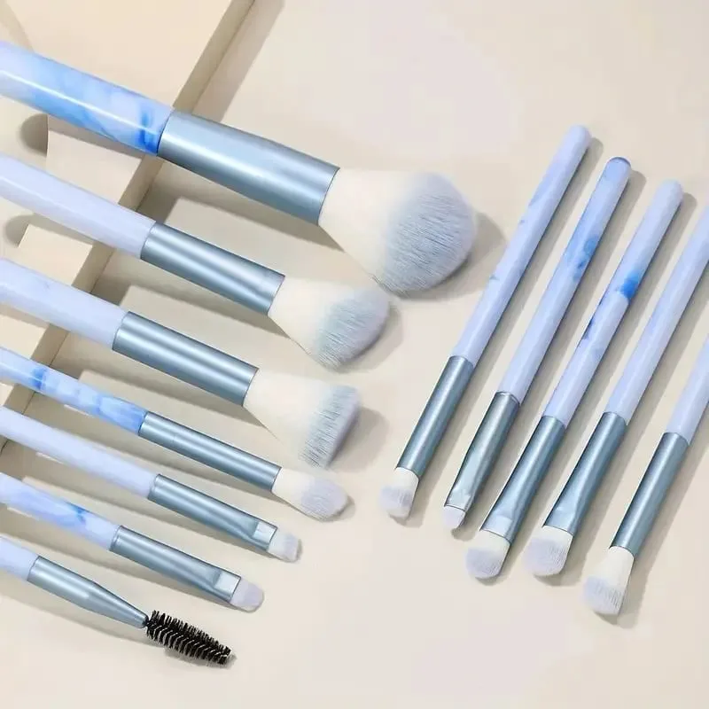 Σετ πινέλων μακιγιάζ 12 τμχ Blue Foundation Concealer Blush Powder Eye Shadow Kabuki Blending Cosmetic Soft Fluffy Female Makeup Tool