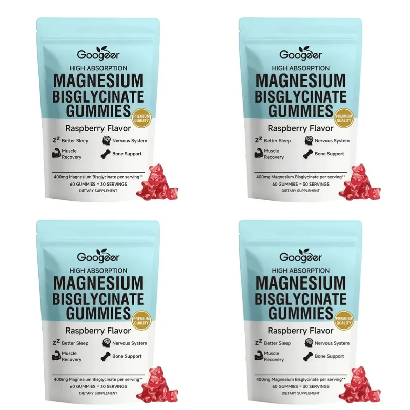 Δισγλυκινικό μαγνήσιο Gummies για μυϊκό ύπνο των οστών Υποστήριξη Νευρικού Συστήματος Ευεξία με Βιταμίνη D3 και Ψευδάργυρο 60 Gummies