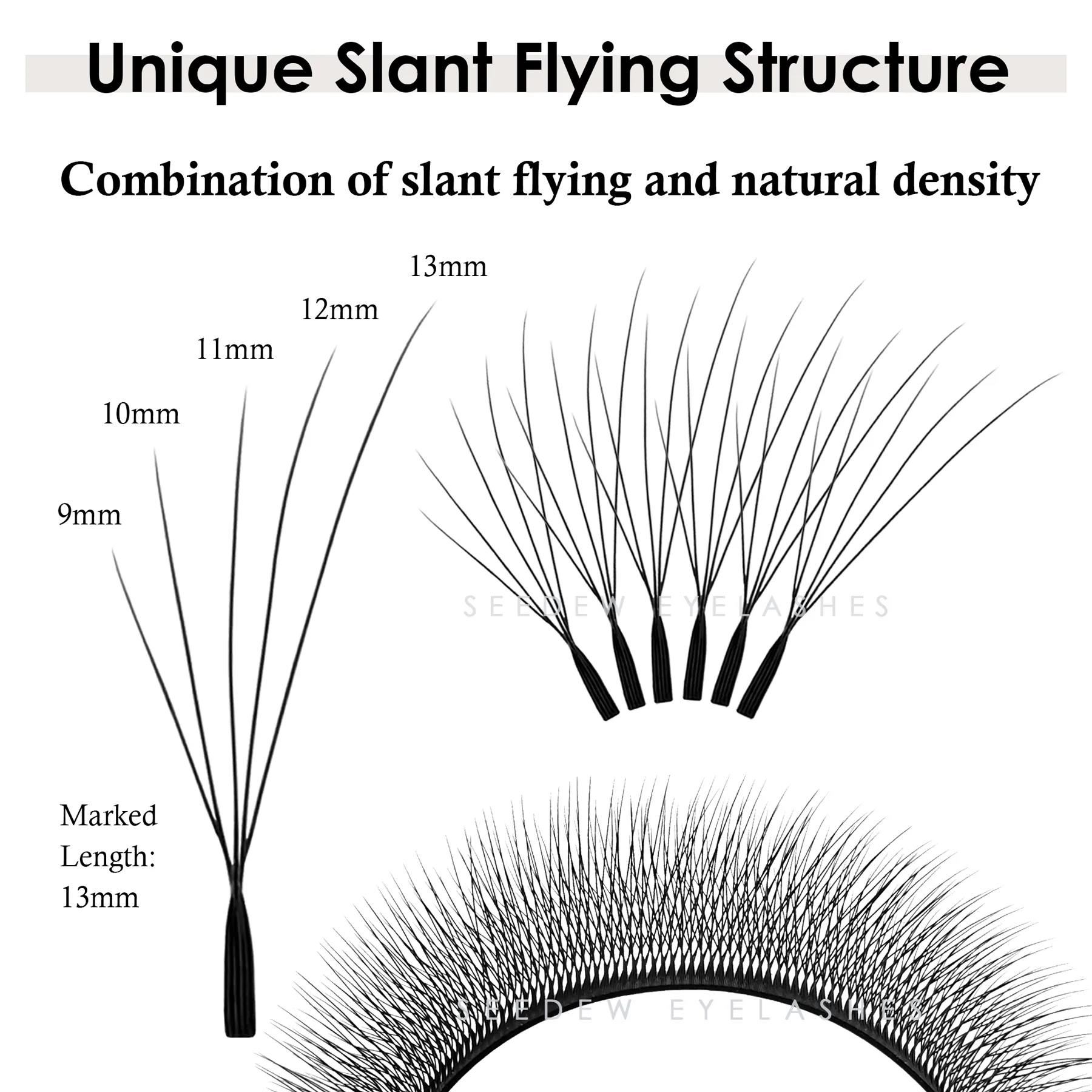 Fox 5D Eyelash Extension σε σχήμα W Clover Air Serie Cat Eye Όγκος Fox Eye Lashes Slant Flying Fase Elashes