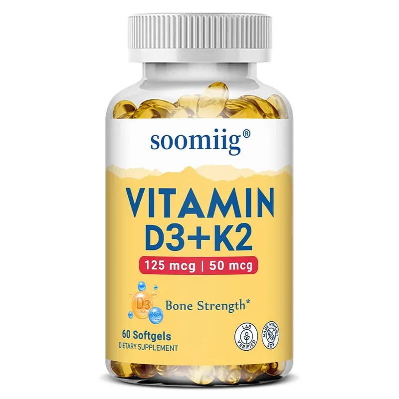 Vitamine D3 K2 - Supplement voor botgezondheid en immuunondersteuning - met 5000 IE vitamine D en 50 mcg vitamine K2 sojavrij