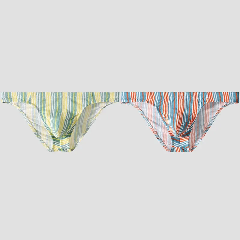 Sexy Men Briefs Cotton Male Breathable Comfortable U Bulge Pouch Underwear Mid Waist Striped Panties Hombre Soft Youth Undies