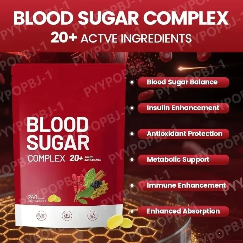 Blood Sugar Complex Supplement 240 Softgels Naglalaman ng Multivitamin at Cinnamon bitter Gourd 20 Herbs Extract Suporta sa Pang-araw-araw na Kalusugan