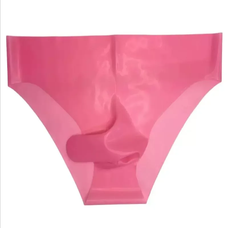 Men's Sexy Latex Erotic Underpants Seamless Rubber Sheath Sissy Briefs See-Through Couple Low Waist Panties Tight Safety Panties