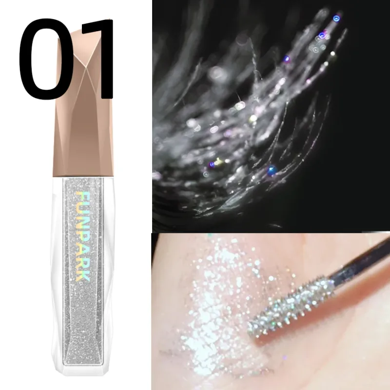 1db vízálló Diamond Shine Volume Curl szempillaspirál-Glitter Snow Effect szempilla sminkhez Női kozmetikai maszatálló szempillaspirál