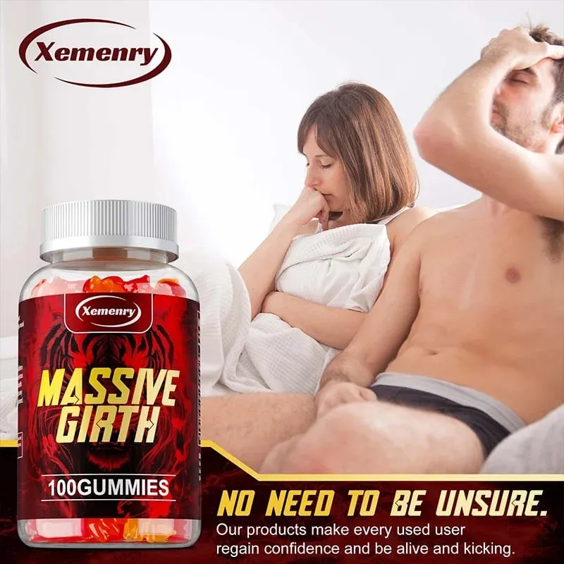 Massive Girth Gummies for Men - Men's Vitality Enhancer Increase Size and Stamina Boost Strength and Confidence Vegan