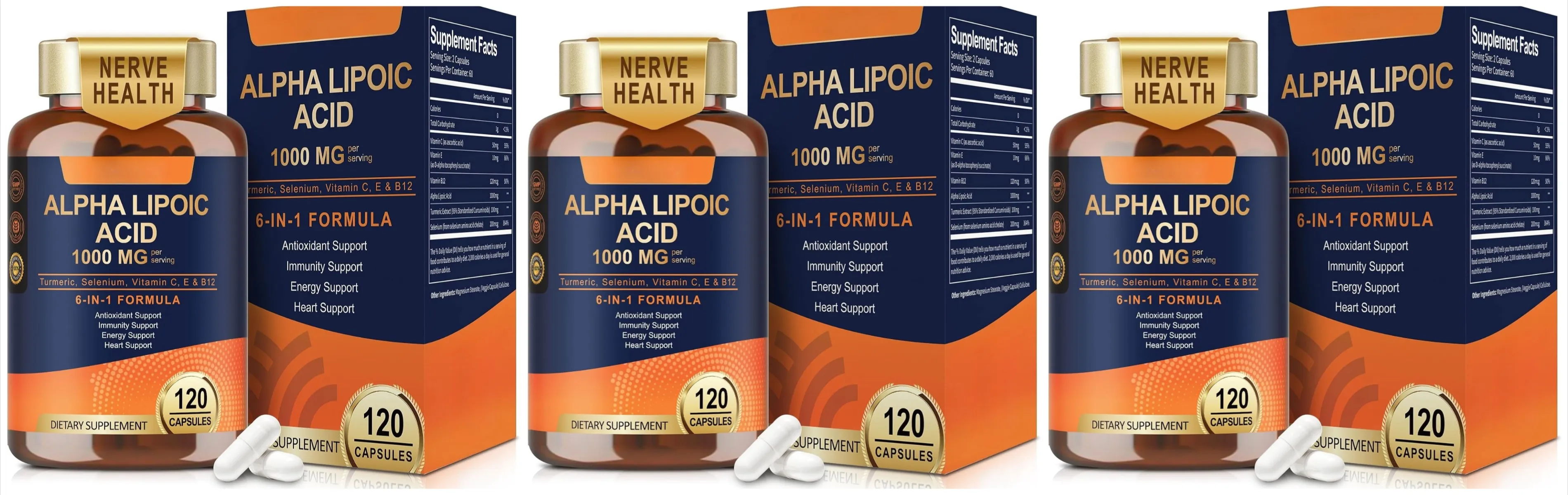 Άλφα Λιποϊκό Οξύ 6-σε-1 Φόρμουλα 1000mg Κουρκουμάς Σελήνιο Βιταμίνες C E B12 120 Veggie Κάψουλες για Καθημερινή Υποστήριξη Ευεξίας