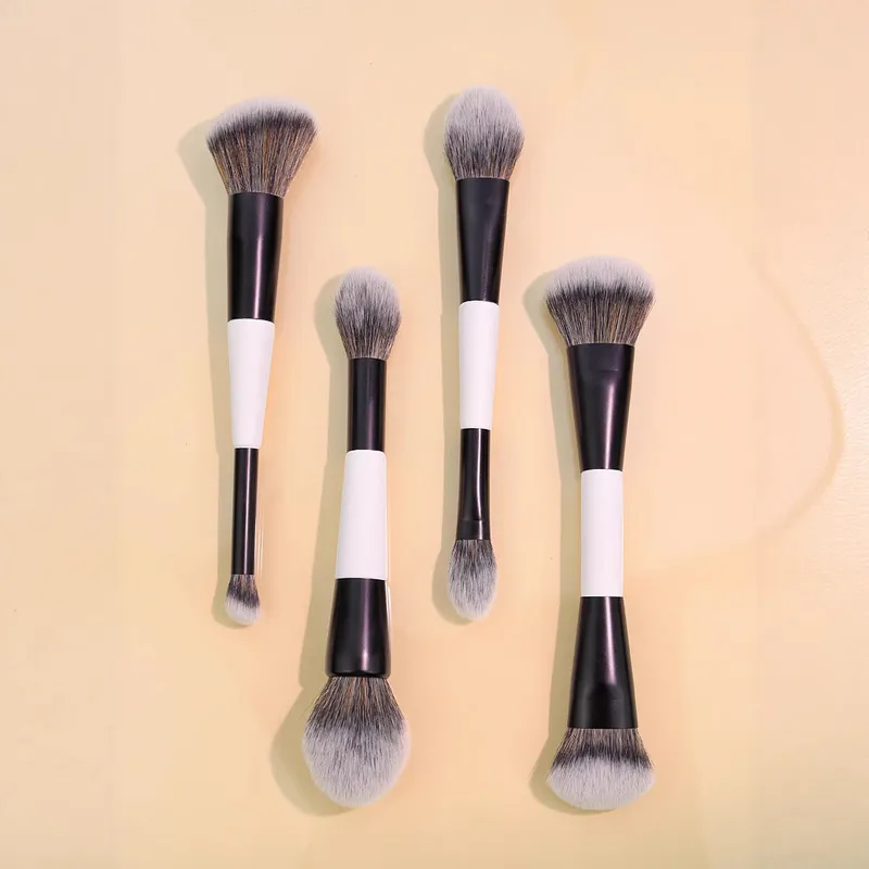 Set Kuas Makeup Berkepala Ganda F1-F4 untuk Foundation Blush Menyoroti Alat Kecantikan Kuas Kosmetik Pembentuk Wajah