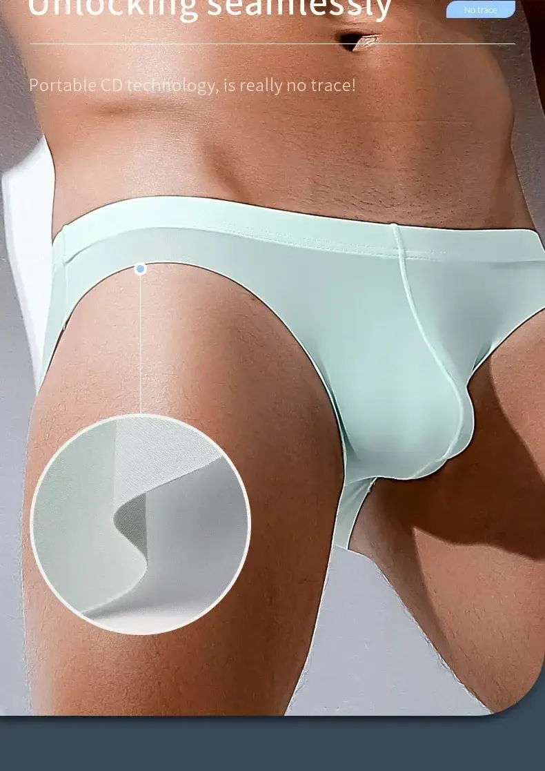 2PCS Men's summer underwear: Ice Silk, low-waisted triangular underpants, personalized, ultra-thin, breathable shorts