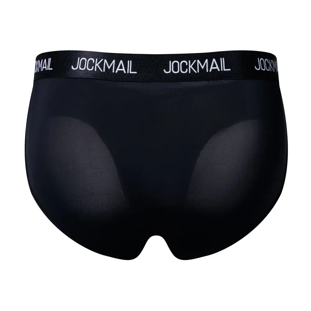 Jockmail Mens Underwear Low Waist Sexy Letter Sports Breathable Summer Ice Silk Briefs Big Bag Nylon Solid Color Man Panties