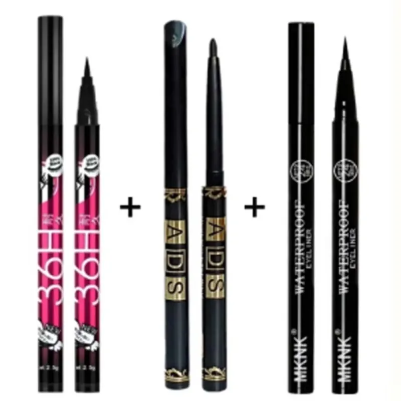 1/3/5db Smooth Black Liquid Eyeliner Pen Ultra-fine Pen Tip 36H Eye Liner Ceruza Vízálló hosszantartó kezdő smink