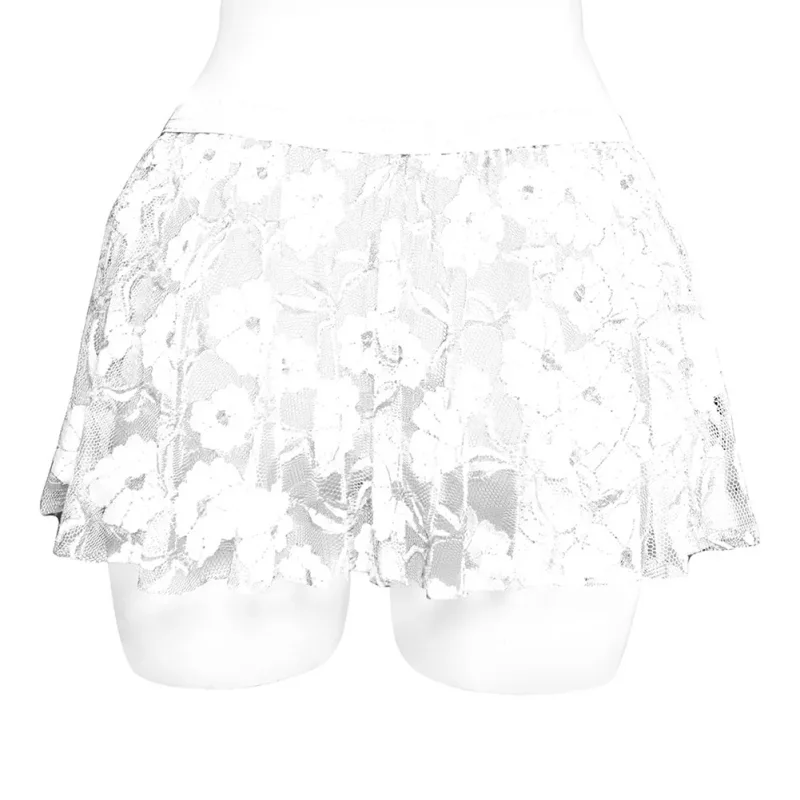 Gonna da uomo in pizzo solido a rete trasparente per lingerie bassa per gonne a pieghe a vita vedere attraverso il fondo aderente per la sera della festa